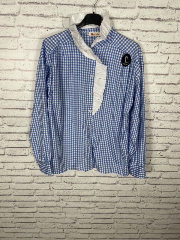 CAMISA VICHY VOLANTE BLANCO AZUL
