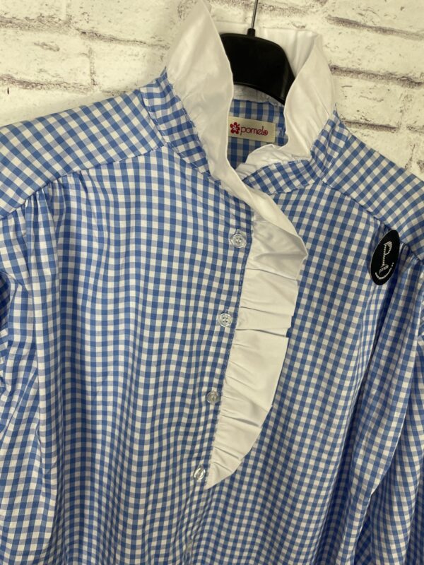 CAMISA VICHY VOLANTE BLANCO AZUL - Imagen 2