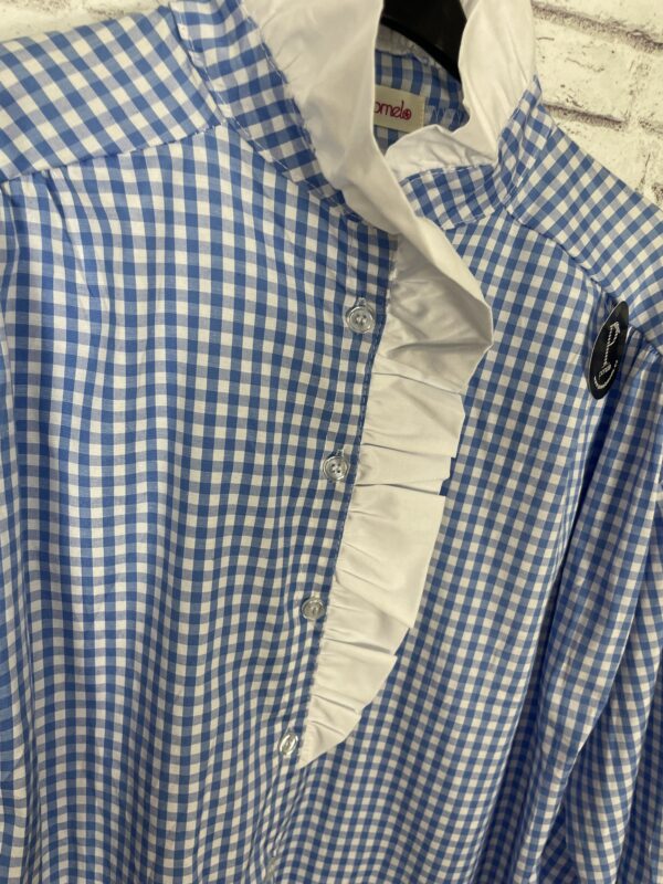 CAMISA VICHY VOLANTE BLANCO AZUL - Imagen 3