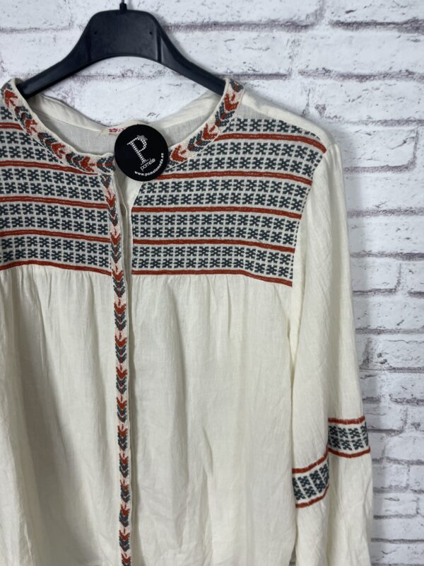 CAMISA BORDADA TONOS TEJA BEIG - Imagen 2
