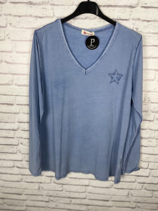 CAMISETA PICO ESTRELLA CELESTE