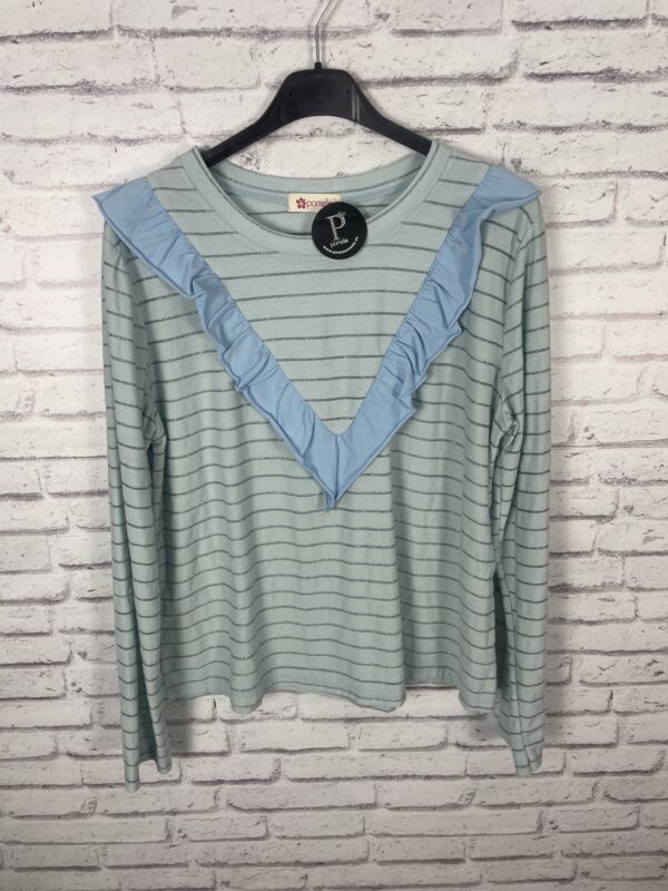 CAMISETA RAYAS VOLANTE AZUL