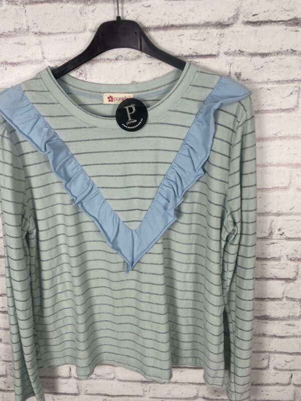 CAMISETA RAYAS VOLANTE AZUL - Imagen 2