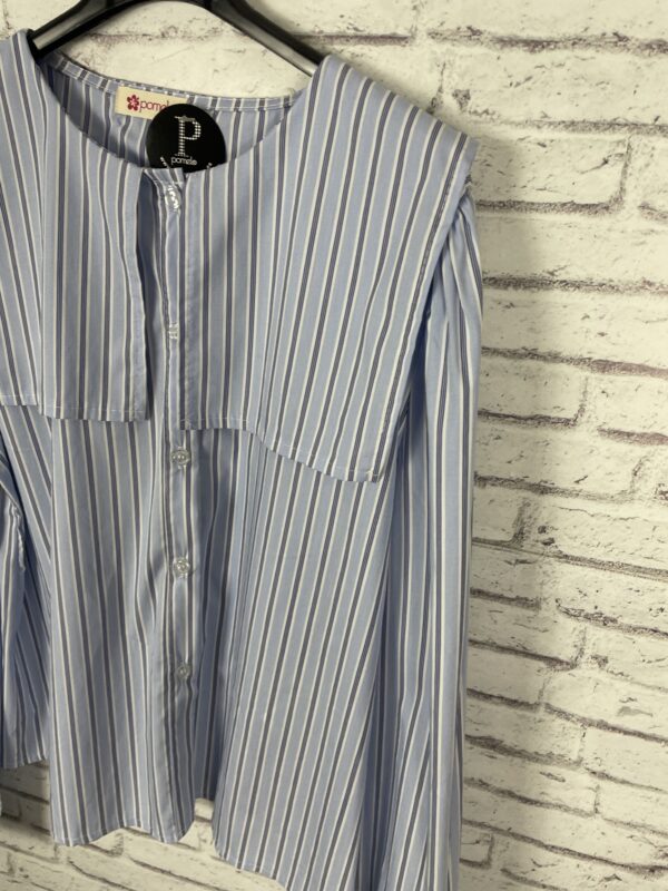 CAMISA RAYAS CUELLO AZUL Y MARINO - Imagen 2