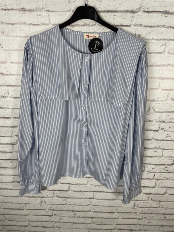 CAMISA RAYAS CUELLO AZUL Y MARINO