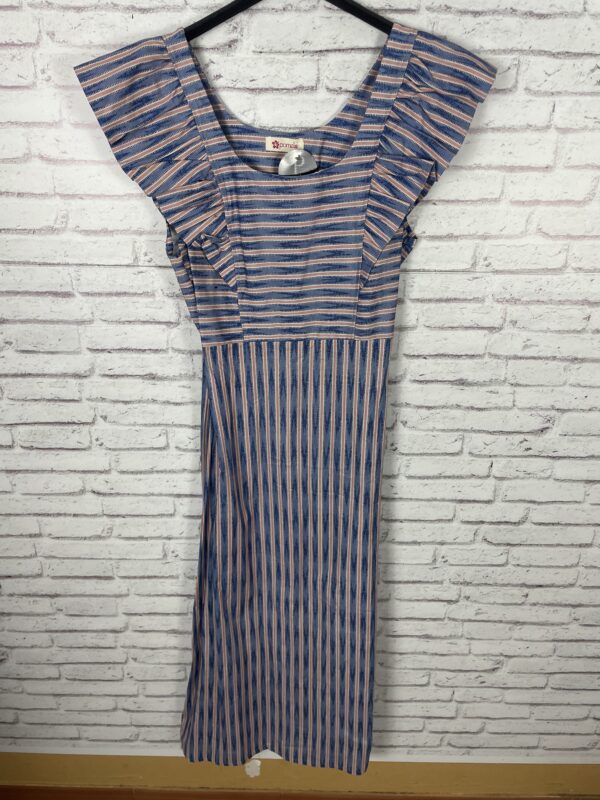 VESTIDO VOLANTE RAYAS AZUL