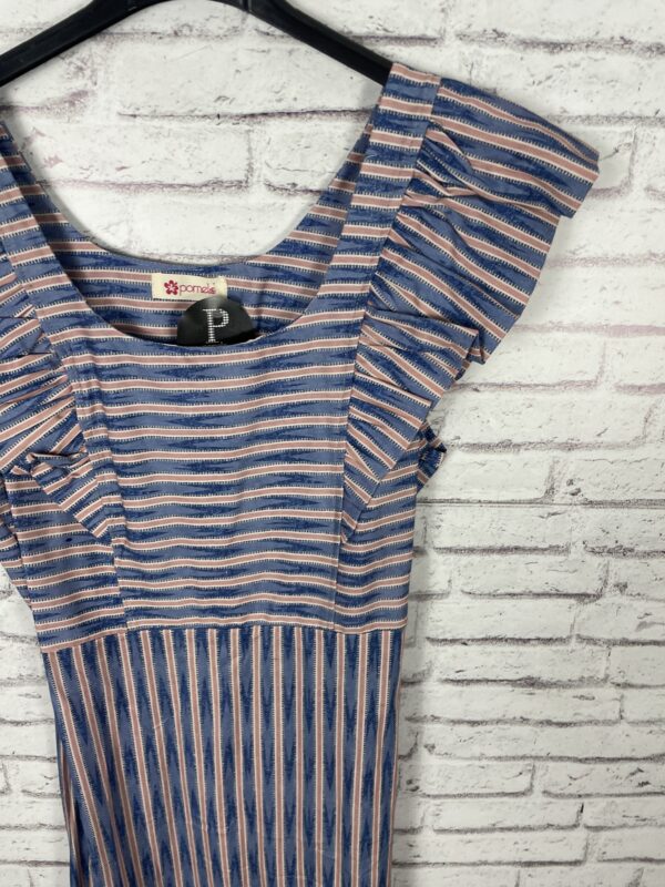 VESTIDO VOLANTE RAYAS AZUL - Imagen 4
