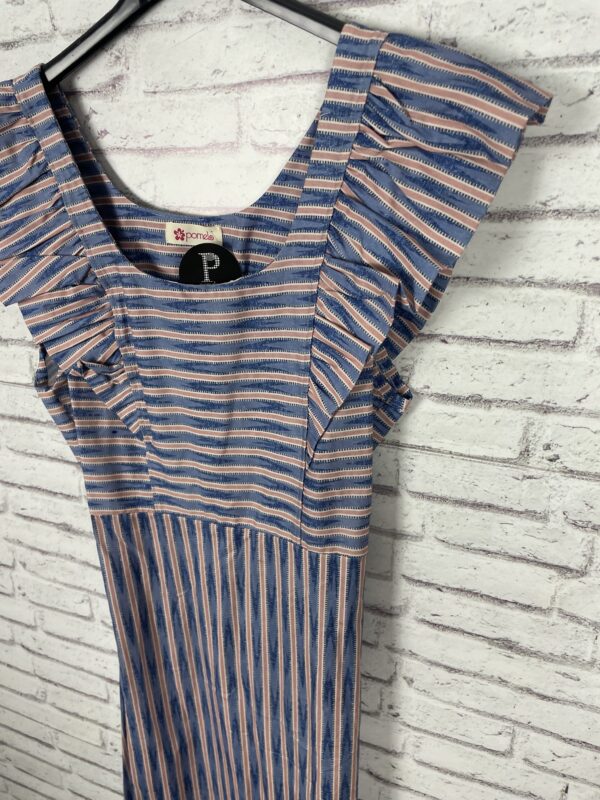 VESTIDO VOLANTE RAYAS AZUL - Imagen 3