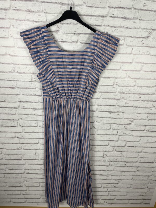 VESTIDO VOLANTE RAYAS AZUL - Imagen 2