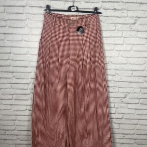 PANTALON ANCHO VICHY ROJO Y BEIG