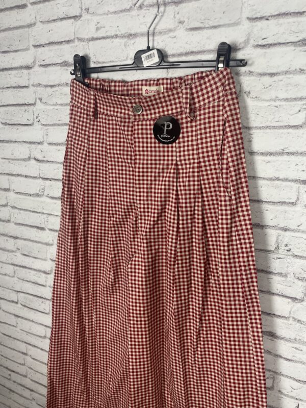 PANTALON ANCHO VICHY ROJO Y BEIG - Imagen 3