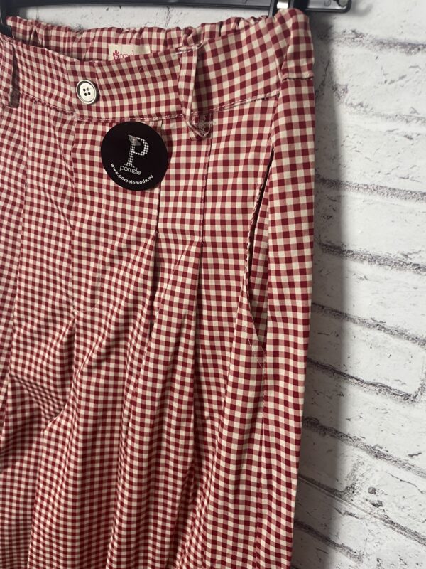 PANTALON ANCHO VICHY ROJO Y BEIG - Imagen 5