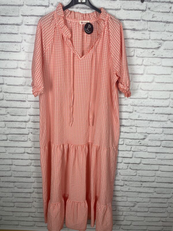 VESTIDO VICHY CORAL FLUOR