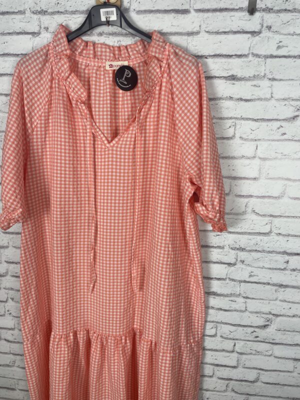VESTIDO VICHY CORAL FLUOR - Imagen 2