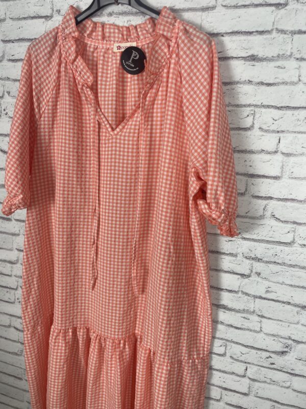 VESTIDO VICHY CORAL FLUOR - Imagen 3