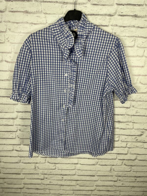 CAMISA VICHY CUELLO VOLANTE MANGA CORTA