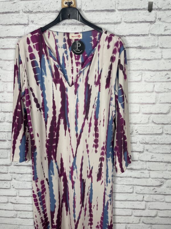VESTIDO PUNTO DE SEDA TONOS MALVAS - Imagen 2