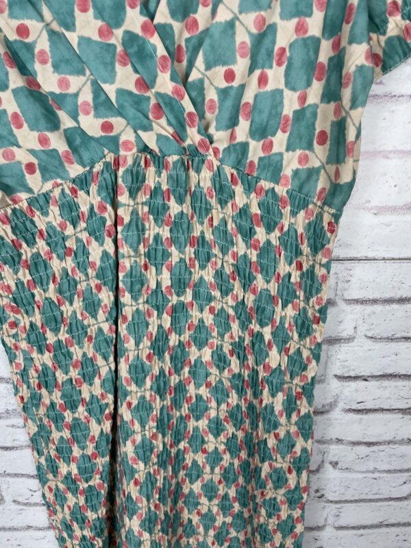 VESTIDO NIDO DE ABEJA CORAL Y TURQUESA - Imagen 2