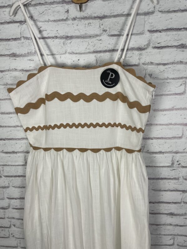 VESTIDO LINO PICONELA BLANCO CON BOLSILLOS - Imagen 2