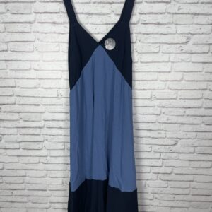 VESTIDO BICOLOR TONOS DE AZULES