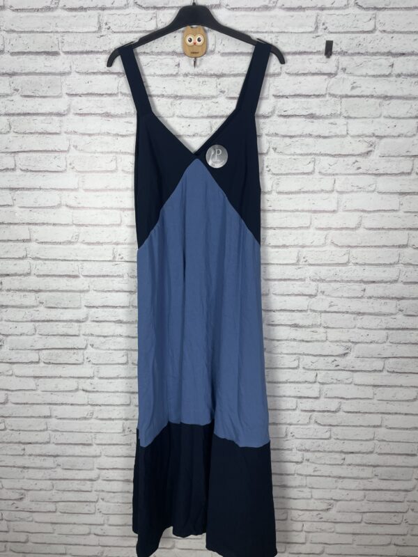 VESTIDO BICOLOR TONOS DE AZULES