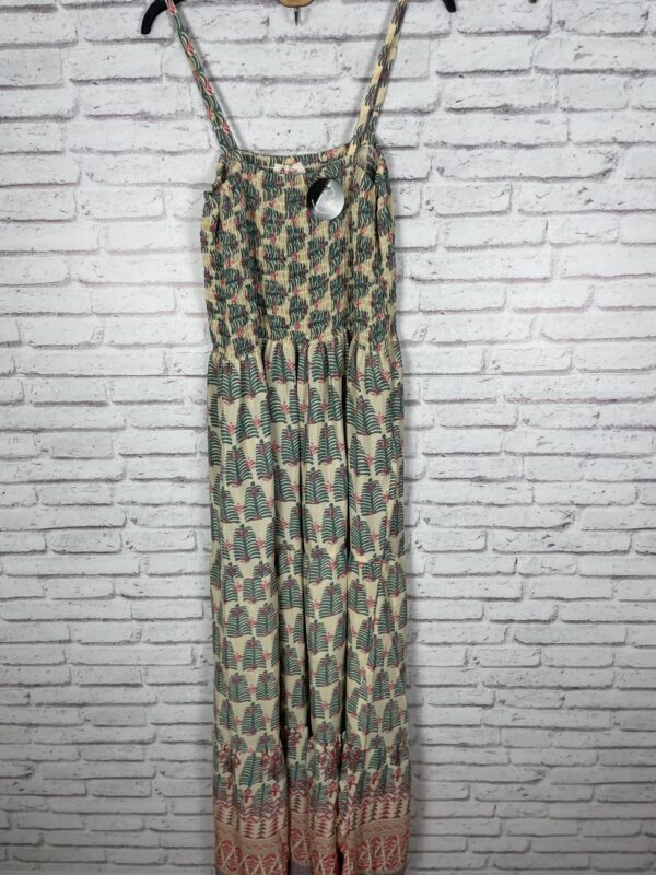 VESTIDO PECHO ENGOMADO ESTAMPADO VERDE