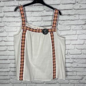 TOP LINO BLANCO CON CINTA BORDADA