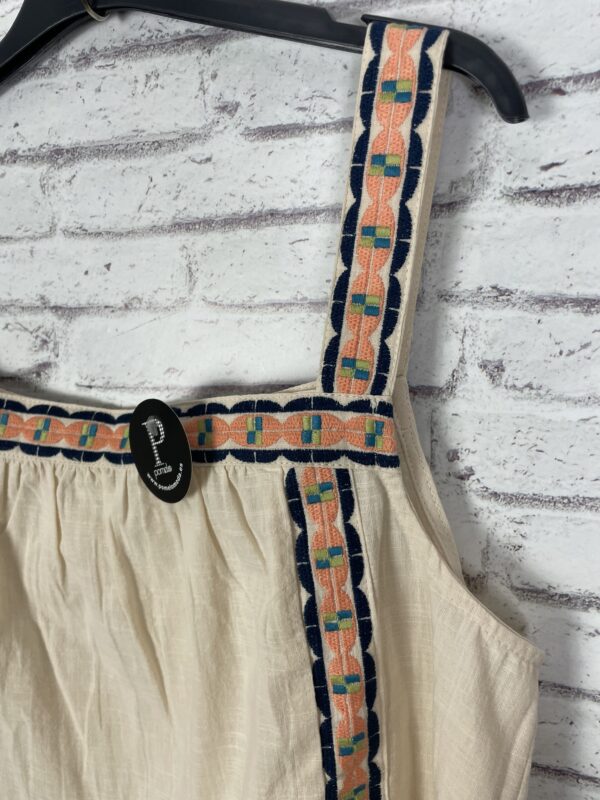 TOP LINO BORDADO BEIG CINTA COLORES - Imagen 3