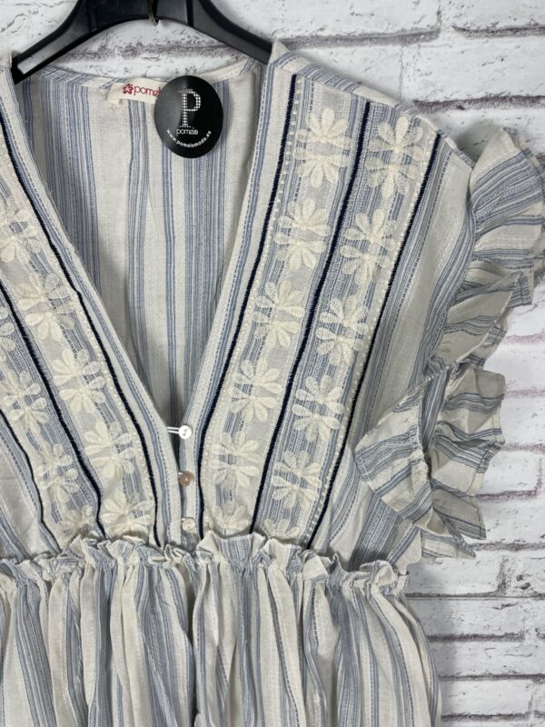 VESTIDO AZUL BORDADO - Imagen 2