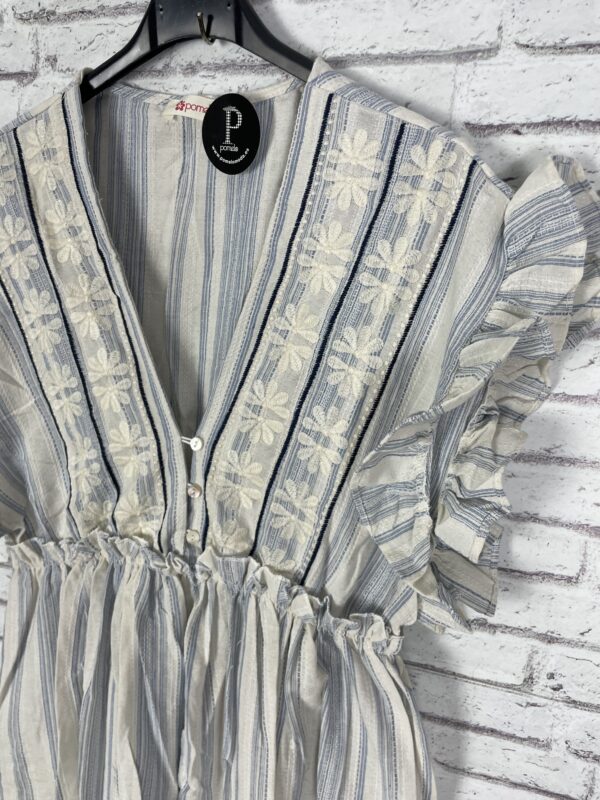 VESTIDO AZUL BORDADO - Imagen 3