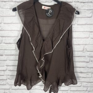 TOP VOLANTES CHOCOLATE CON PUNTITA EN BEIG