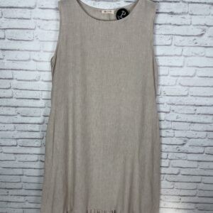 VESTIDO BEIG VOLANTE Y BOLSILLOS