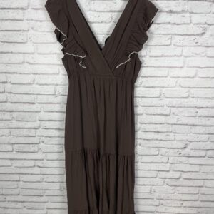 VESTIDO MARRON VOLANTE EN MANGAS