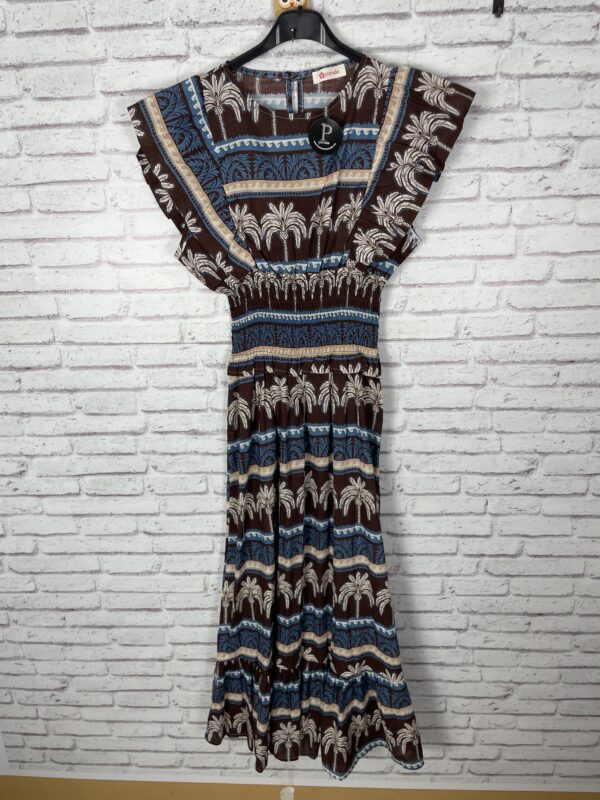VESTIDO PALMERAS MARINO Y CHOCOLATE - Imagen 4