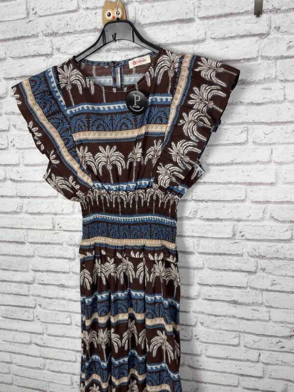 VESTIDO PALMERAS MARINO Y CHOCOLATE - Imagen 3