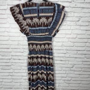 VESTIDO PALMERAS MARINO Y CHOCOLATE