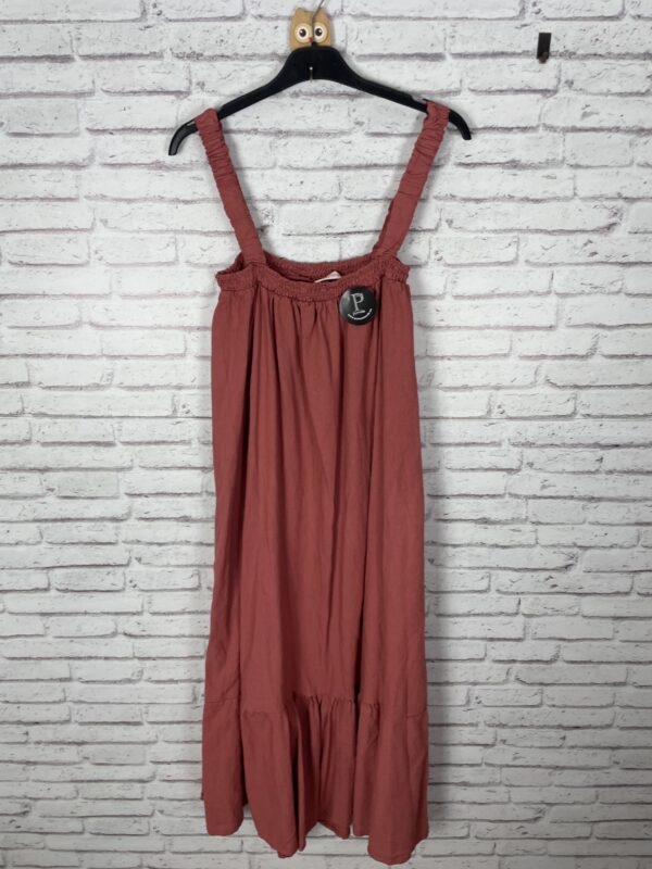 VESTIDO LINO TEJA TIRANTE ARRUGADO