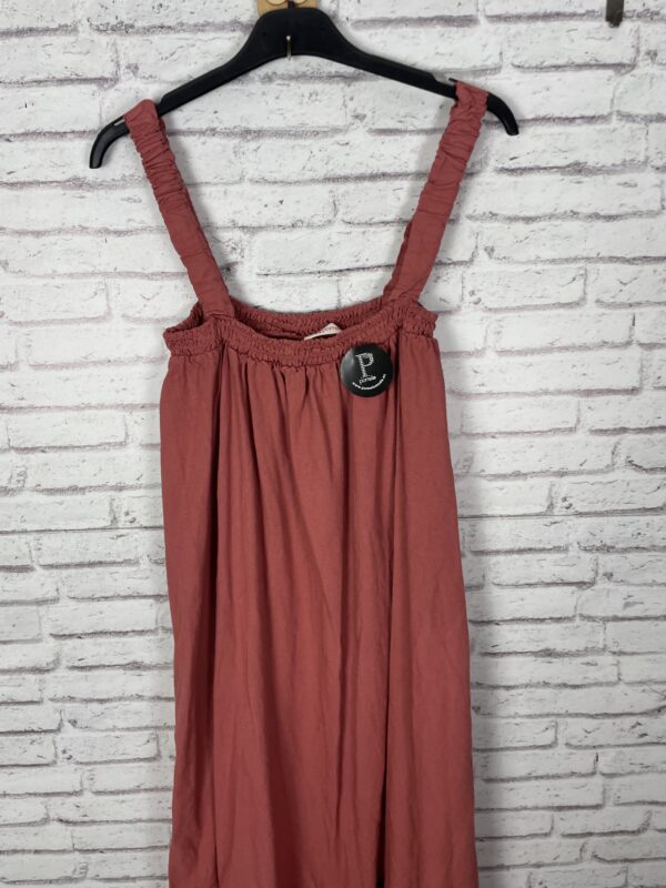VESTIDO LINO TEJA TIRANTE ARRUGADO - Imagen 2