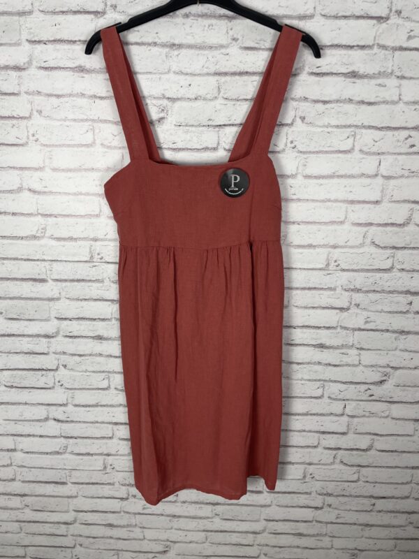 VESTIDO LINO TEJA CORTO - Imagen 2
