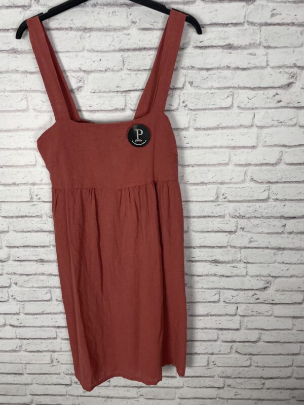 VESTIDO LINO TEJA CORTO