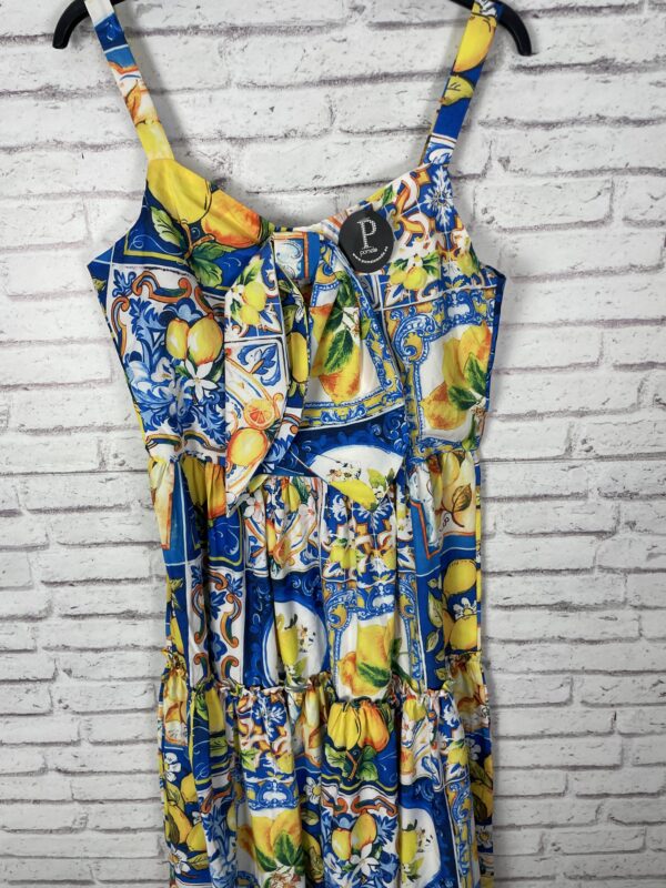 VESTIDO LIMONES ESTAMPADO LAZO PECHO - Imagen 2