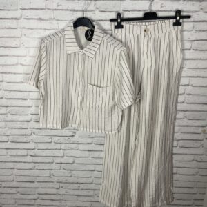 CONJUNTO RAYAS BLANCO Y MARRON