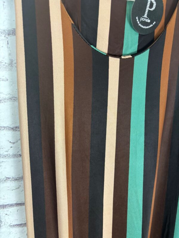 VESTIDO RAYAS PUNTO DE SEDA MARRON - Imagen 2