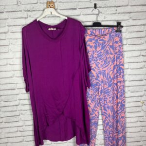 CONJUNTO TOP ASIMETRICO Y PANTALON