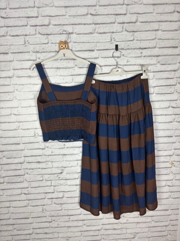 CONJUNTO TOP Y FALDA AZUL Y MARRON - Imagen 3