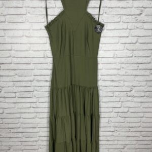 VESTIDO CRUZADO CON VOLANTITO VERDE