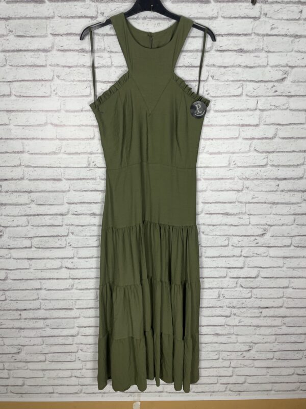 VESTIDO CRUZADO CON VOLANTITO VERDE