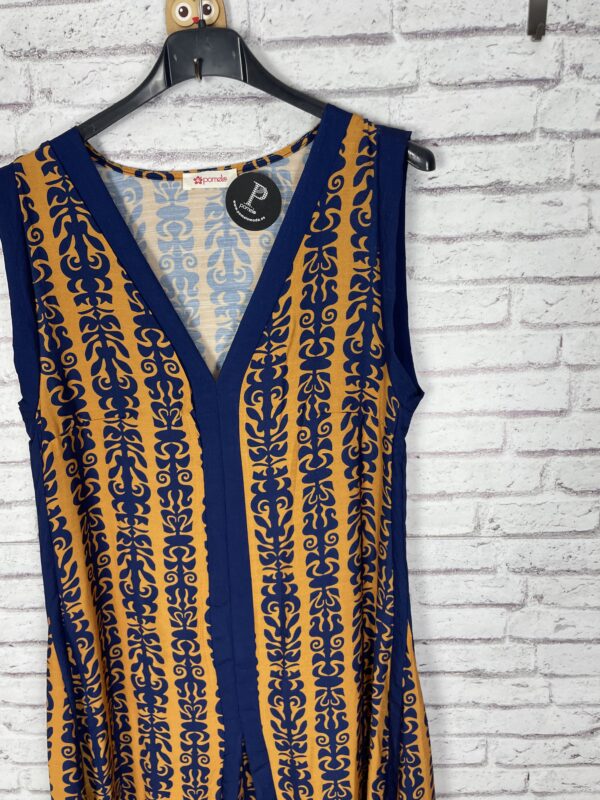 VESTIDO ESTAMPADO ABANICO MARINO Y MOSTAZA - Imagen 4