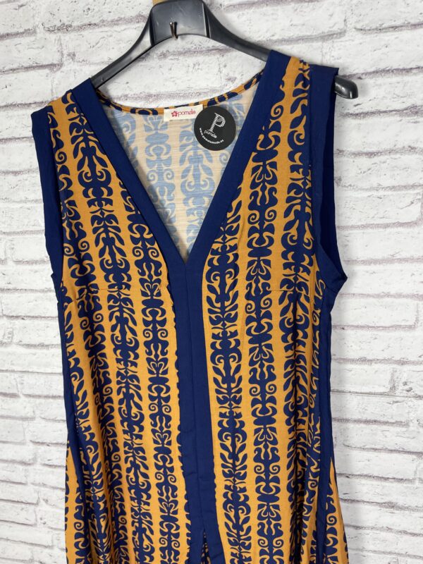 VESTIDO ESTAMPADO ABANICO MARINO Y MOSTAZA - Imagen 3
