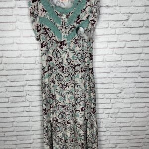 VESTIDO ESTAMPADO VOLANTITOS TURQUESA